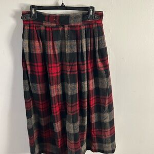 Vintage 80s Ralph Lauren Red/Black Plaid Wool Skirt